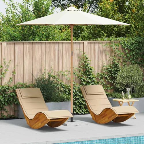 Gecheer Garten-Sonnenschirm Cremeweiß Ø 270 x 260 cm Bambus, Gartenschirm Sonnenschirm Strandschirm Ampelschirm für Garten Terrasse Balkon Restaurant Poolparty4108083