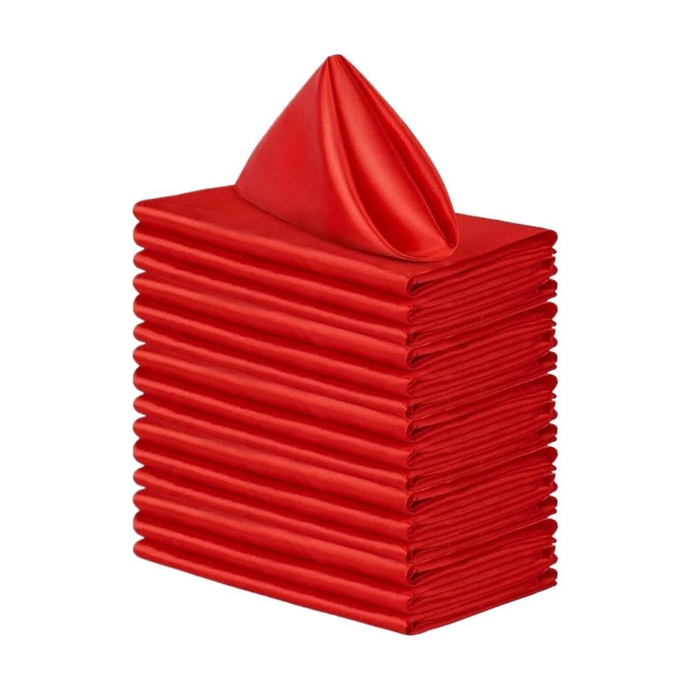 6PCS Satin Napkin Silk Serving Table Decor Napkins Dinner Towel For Wedding Banquet Party Restaurant Decoration(Red 6PCS)
