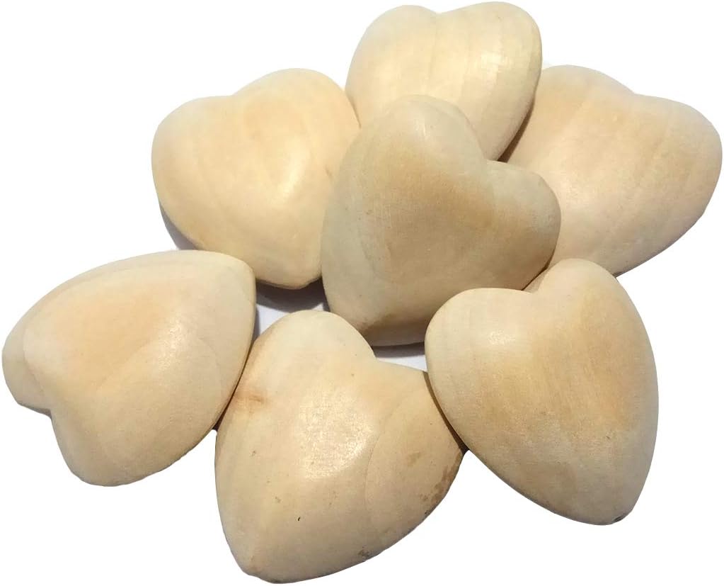 50pcs Natural 40mm Unfinished Wood Hearts Beads with Holes Eco-Friendly Wooden Handing Materials for Keychain DIY Beading Craft Accessories