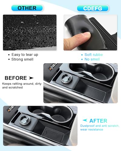 Image of CDEFG 17Pcs for 2025 2026 Chevy Equinox Door Slot Mats Cup Holder Mats 2025 2026 Equinox Accessories Console Insert Pocket Rubber Set Anti Slip Door Slot Mat Console Coaster Liner Pad(Black)
