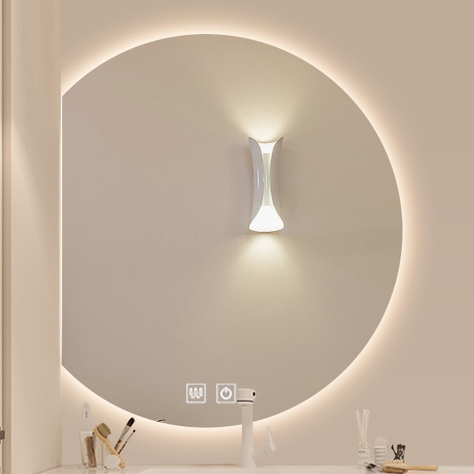 Miroir demi-cercle irrégulier sans cadre avec réflexion HD de qualité