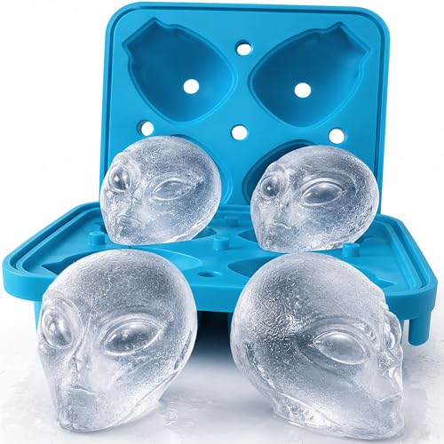 Molde de Cubos de Hielo Alien Grandes 3D con Tapa Spill-Free miniatura 1