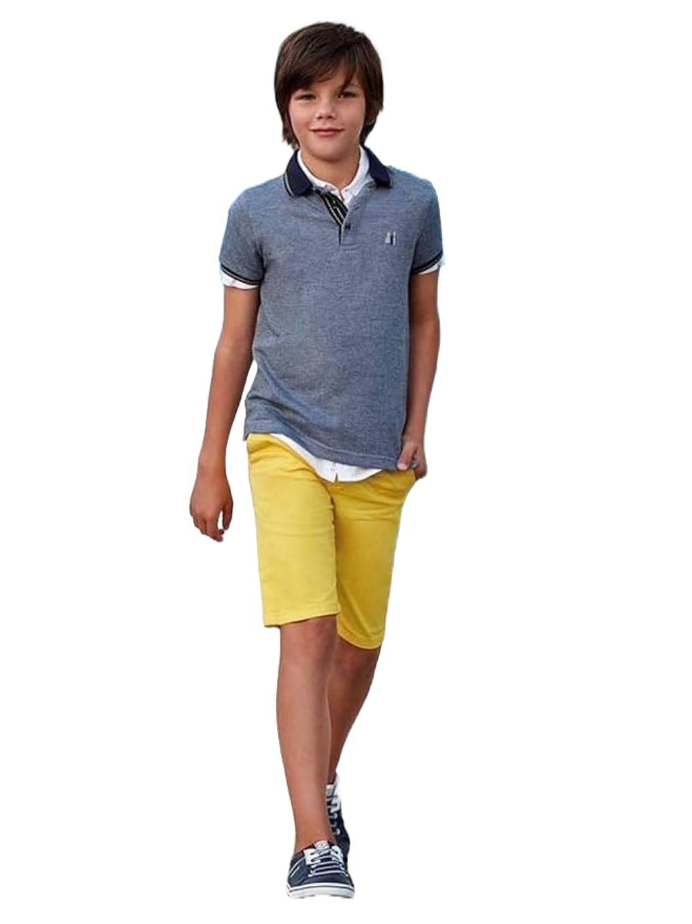 Camisa de niño algodón blanco, cuello clásico, Mayoral 6124