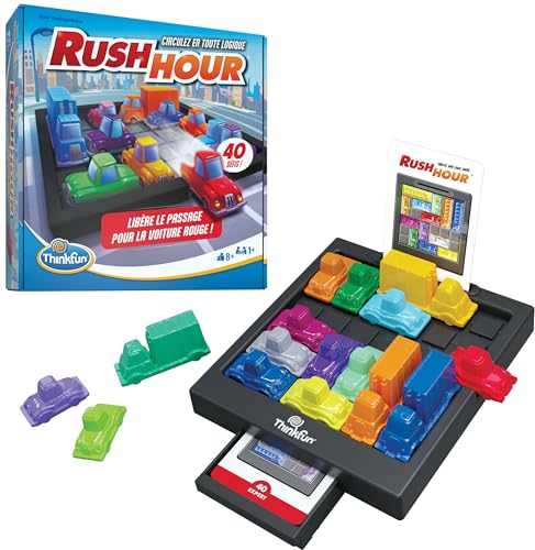 ThinkFun - Rush Hour - Jeu de logique - Casse-tête - Embouteillage - 40 défis 4 Niveaux - 1 Joueur ou Plus - dès 8 Ans - Ravensburger - 76600 - Mixte -...
