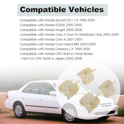 Image of 4PCS Front Rear Left Right Side Door Lock Actuator Compatible with Honda Accord S2000 Insight Civic CRV Odyssey Replacement for 72155-S84-A11 72115-S84-A11 72615-S84-A01 72655-S84-A01