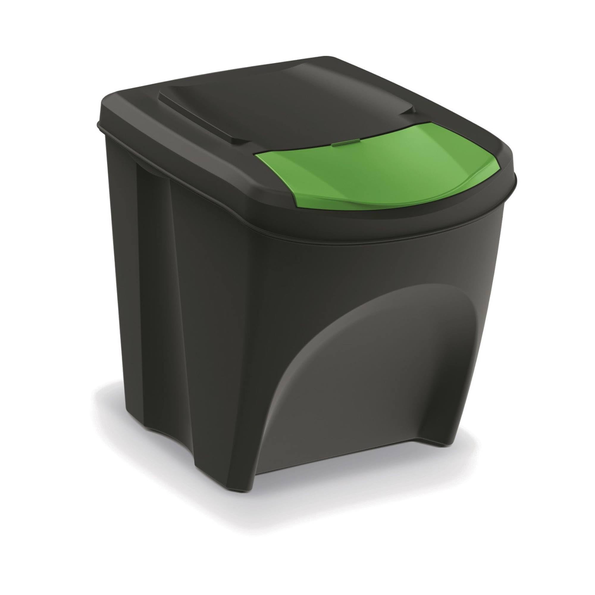 WELL HOME MOBILIARIO & DECORACIÓN Zestaw 4 pojemników na śmieci w 100% z tworzywa sztucznego z recyklingu, czarny, 4x 25 l