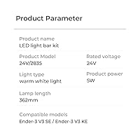 Vista 7 de Kit de barra de luz LED Creality Official Ender 3 V3 SE/KE, kit de luces LED para impresora 3D de 24V 5W de ahorro de energía y potencia, fácil