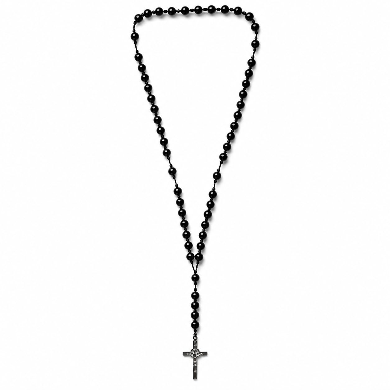 Authentic Black Rosary from Jerusalem – Premium Catholic Rosary Beads with Silver Crucifix – Holy Land Prayer Necklace – Christian Religious Gift for Men & Women – Church, Daily Prayer & Spiritual Use-image-9