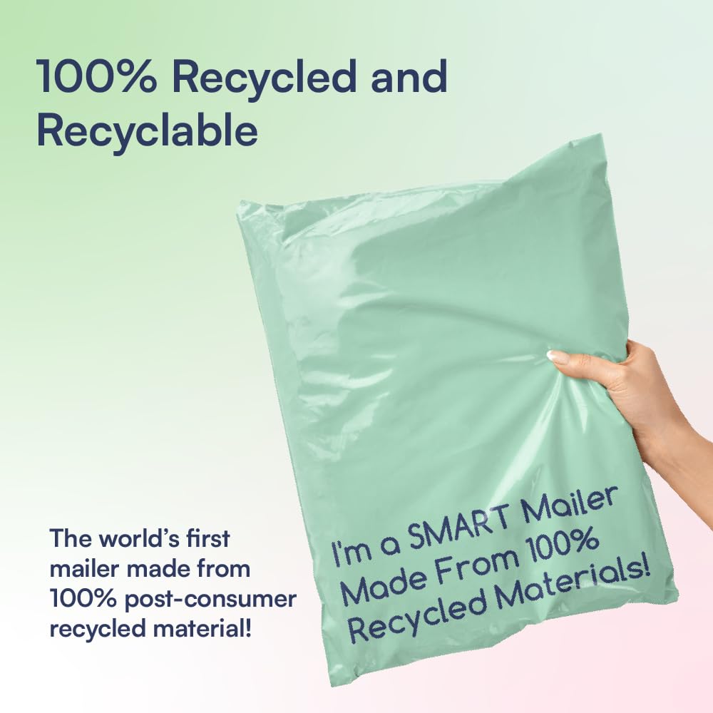 200 sztuk, 10 x 13 cali 100% pochodzące z recyklingu koszulki z poliestru przyjazne dla środowiska opakowania koperty materiały torby pocztowe o grubości 2,5 mm - SMART Mailer