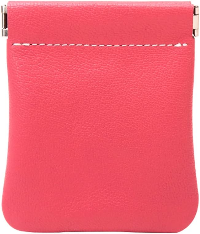 WUTA Leather Coin Purse Goatskin Squeeze Spring Lipstick Bag Pouch For Store Coins, Cards, Banknotes