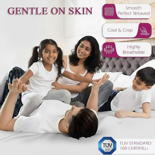 Image of Trance Cotton Feel Terry 80 x 60 inch Ultra Soft Waterproof Mattress Protector | Breathable - Hypoallergenic Fitted Style Mattresses Cover (80x60 inch | 6.66x5 feet, White - Pack of 1)