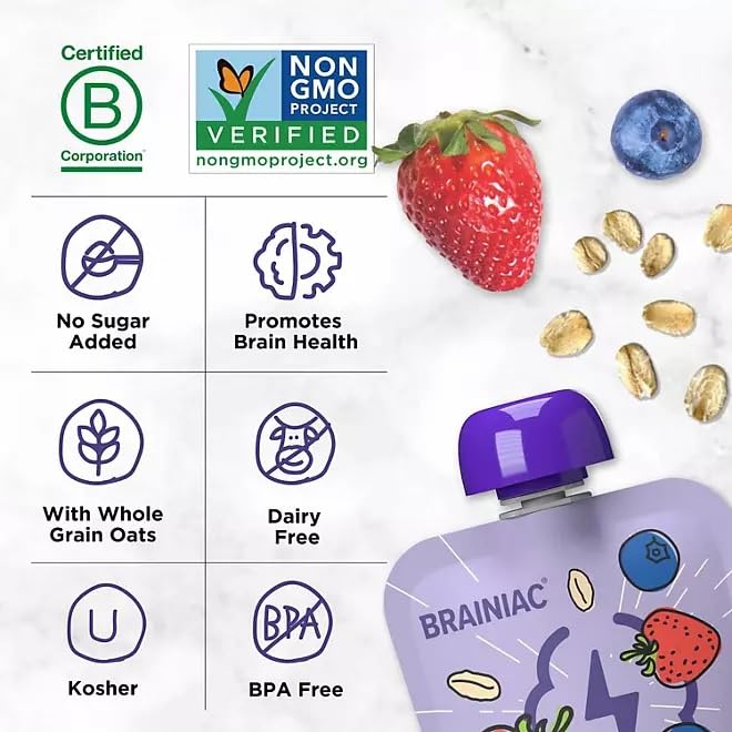 Brainiec Fruit and Oat Smoothie Pouches, 20 pk.