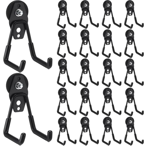 Image of Landhoow 22 Pcs Large Magnetic Hooks Heavy Duty Garage Magnet Hooks Strong Storage Utility Magnetic Hangers with Anti Slip Rubber Coating for Indoor and Outdoor Hanging (Black)