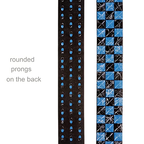 Snap On 1 1/2" Blue & Black Checkerboard Punk Rock Studded Belt4