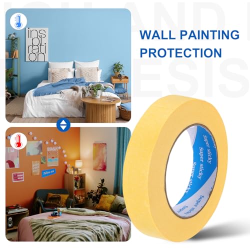 Image of PATIKIL Painters Tape 1 Inch x 55 Yards, Adhesive Masking Tape Yellow Paint Tapes for Wall Painting DIY Artist Craft Arts Decoration Labeling