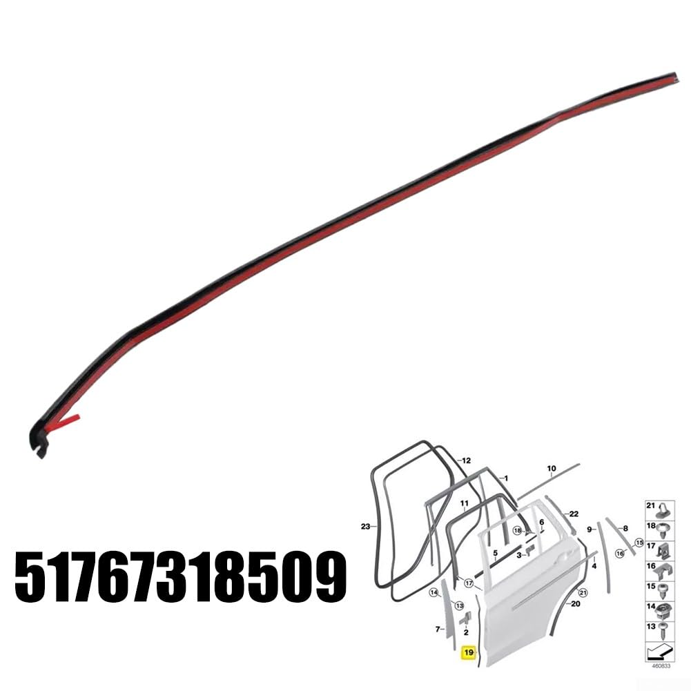 Joint De Porte Avant Gauche Arrière Pour BMW X5 2014-2018 - Noir, Caoutchouc, Référence OEM 51767318509