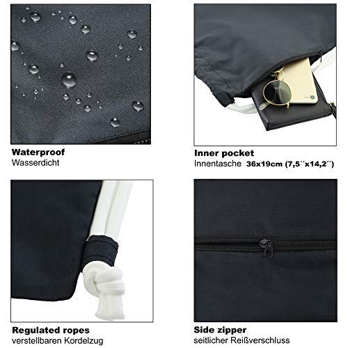 Bolsa de deporte impermeable negra con texto divertido para gimnasio y viaje de adolescentes 6