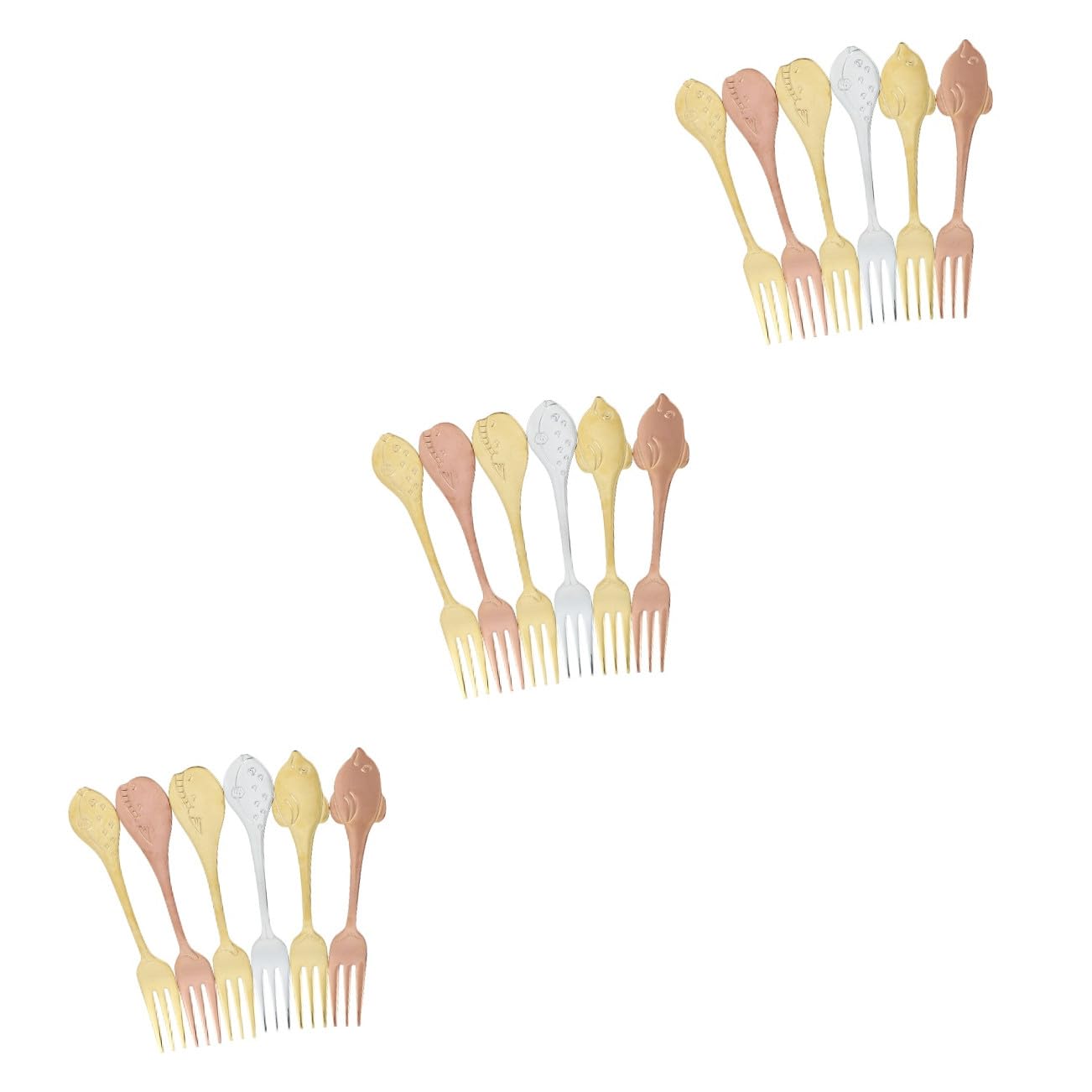 DECHOUS 18pièces Six Fourchettes à Dessert Acier Poignée Longue Pour Fruits Salades Et Apéritifs Pour Et Design Élégant