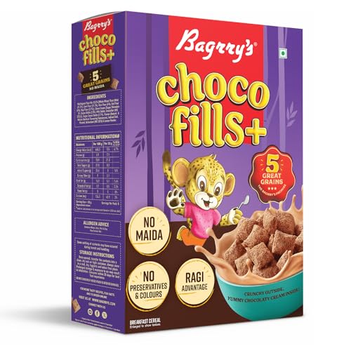 Image of Bagrrys Choco Fills Plus | 5 Grain Goodness | Ragi Advantage | Source of Fibre | Kids Cereal | Choco Fills, 250 g Box