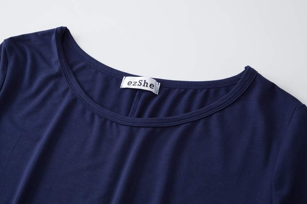 Women's Causual Tunic Top Flowy T Shirt for Leggings Large Navy