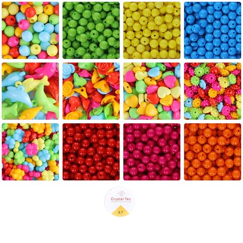 Image of ambitieux Bracelet Making Craft Kit 12 Types Of Colorful 400+ Pcs Of Plastic Beads With Elastic Perfect For Crafting (Colorfull With 8 Mm) (Light Open Colorful 8MM Beads),Multicolor