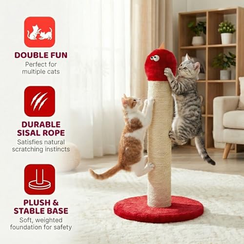 Rascador para gatos torre con base estable y sisal natural miniatura 6
