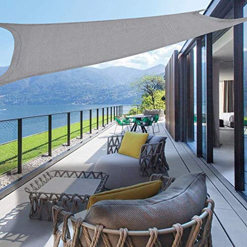 Sposuit 10\' x 13\' Rectangle Sun Shade Sail with Hardware Kit Set - UV Block Canopy Shade Cover for Deck Patio Pool Yard Garden Outside, UV-Resistant, Grey
