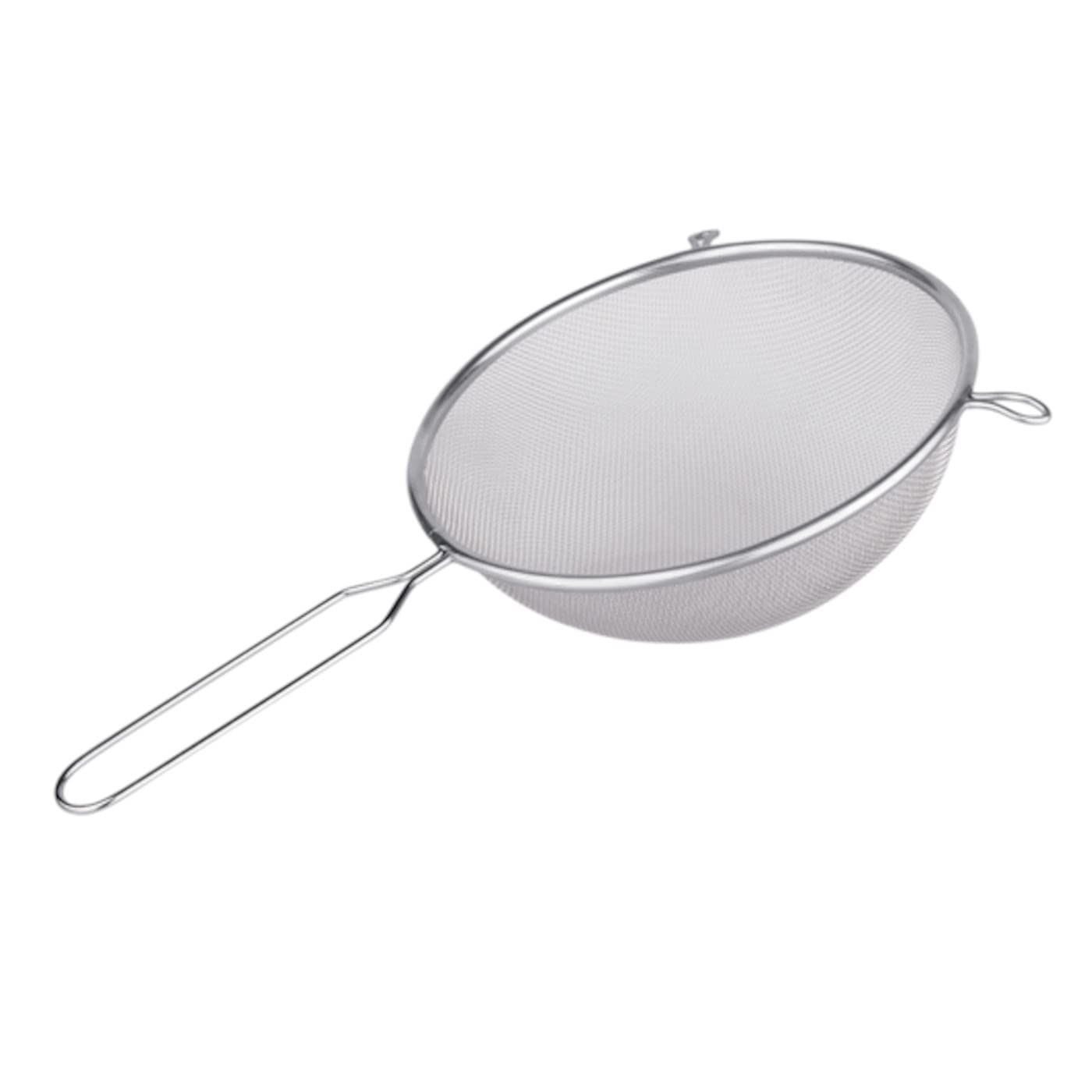 Tradineur - Colador de acero inoxidable con doble soporte de malla, de 18 cm de diámetro y 8 cm de alto. Escurridor para realizar labores de cocina. Malla de inox para escurrir alimentos.