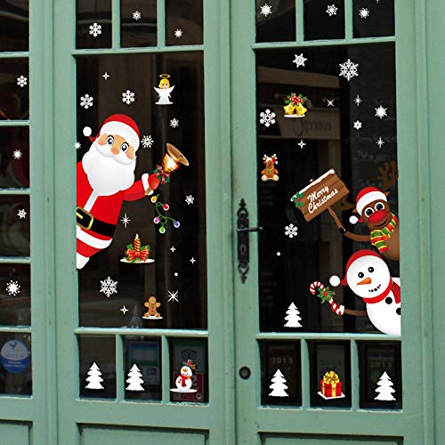N/A Vinilos navideños para Ventanas DIY Pegatinas de Ventana de Navidad Papá Noel Muñeco de Nieve Reno Decoración para escaparate Puerta
