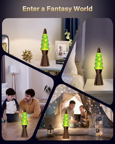 Image of Christmas Tree Liquid Motion Lamps - 14.5 Inch Black Large Christmas Tree Night Lights Table Lamp for Adults Kids, Mood Lighting Home Decor Christmas Unique Gifts