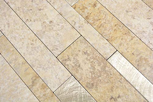 Compuesto de vinilo con aspecto de piedra Limestone marrón/dorado Mosaik azulejos pared azulejos cocina baño MOS200-36LBG_f