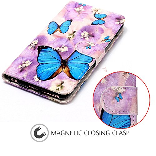 Jancalm For Iphone Se 2022 Case,Iphone 8 Wallet Case,Iphone 7 Case,Iphone Se 2020 Case,Iphone 6/6S Case,Pu Leather [Wrist Strap] [Card Holder/Cash Slots] Stand Flip Cover (Butterfly/Purple) #TOP4