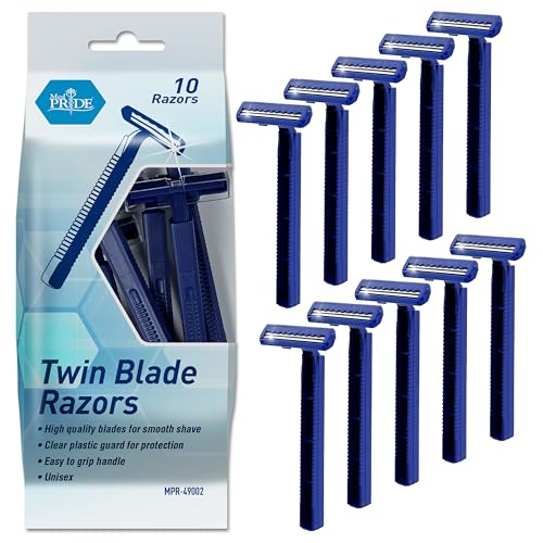 MED PRIDE Disposable Razors,10-Pack| Twin Blades & Easy Grip For Max Control & Smoothness| Unisex, Smooth & Comfortable Shaving Care for Men & Women