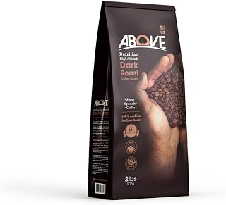 Above Coffee 100% Arabica Whole Bean Coffee - 4th Generation Single Origin Specialty Fresh Roasted Gourmet Coffee Beans from Brazil - Farm to Cup, Ethical Fair Trade Low Acid Dark Roast Coffee Beans