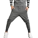 INVACHI Slim Fit Mens Cotton Jogging Pants Low Crotch Drawstring Baggy Sweatpants Hip Hop Trousers