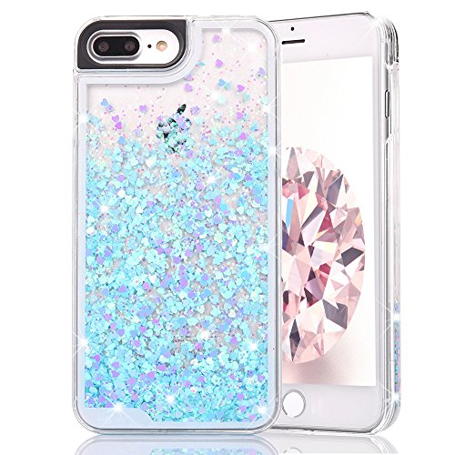 iPhone 7 Plus Case, Caka iPhone 7 Plus Glitter Case Flowing Liquid Floating Luxury Bling Glitter Sparkle Case for iPhone 7 Plus/8 Plus - (Blue)