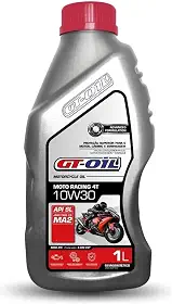 GT-OIL Óleo Lubrificante Semissintético Moto Racing 4T 10W30, API SL, JASO MA2, 1L