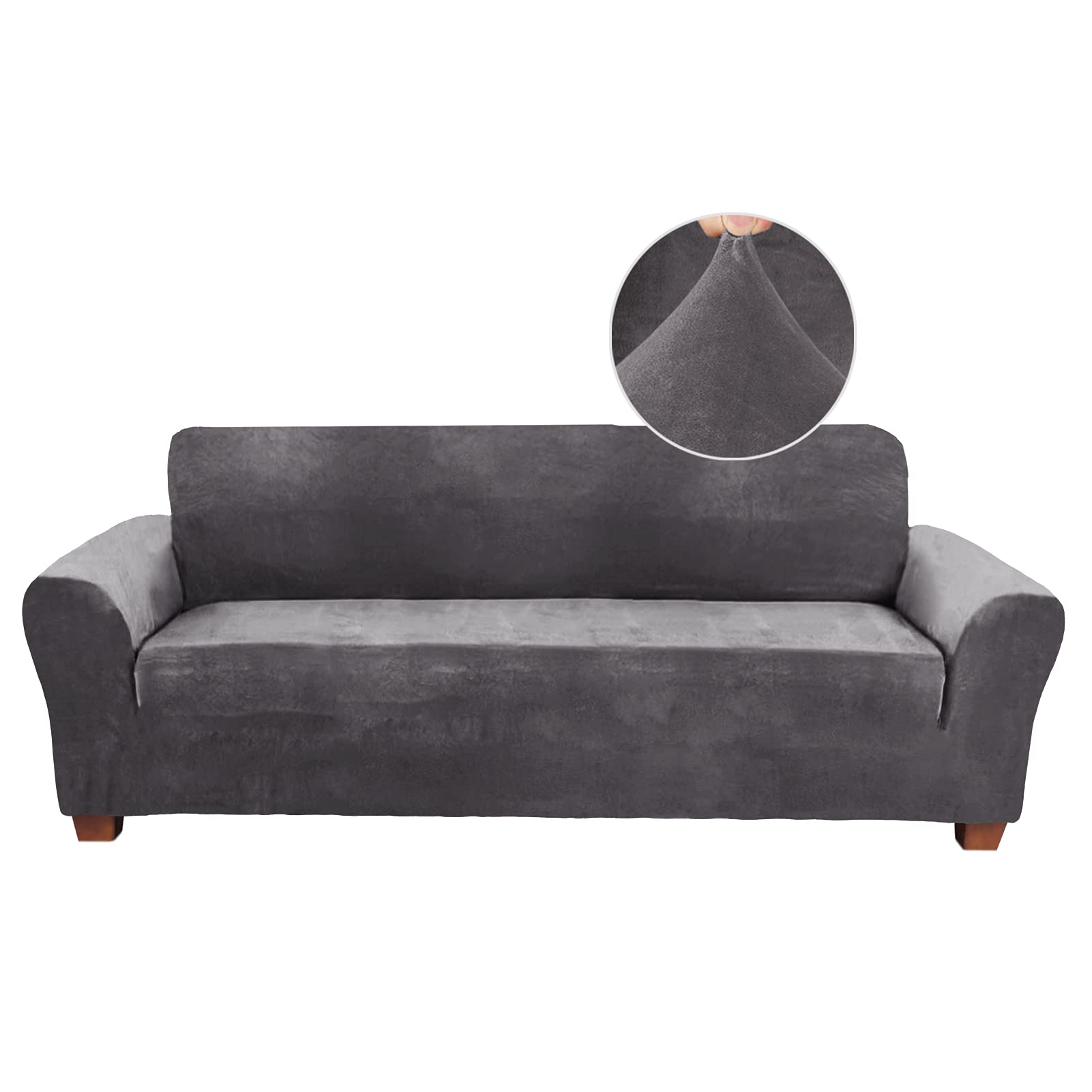 FY FIBER HOUSE Velvet Sofa Couch Cover for 3 Cushion Couch Sofa Covers for Living Room 1 Piece Plush Set Furniture Covers for Sofa Slipcover Stretch