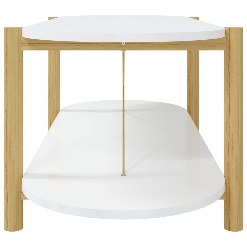Mesa de centro clásica blanca de madera con patas de madera maciza, 110 x 48 x 40 cm, amplio espacio de almacenamiento y práctico tablero para bebidas y aperitivos, incluye