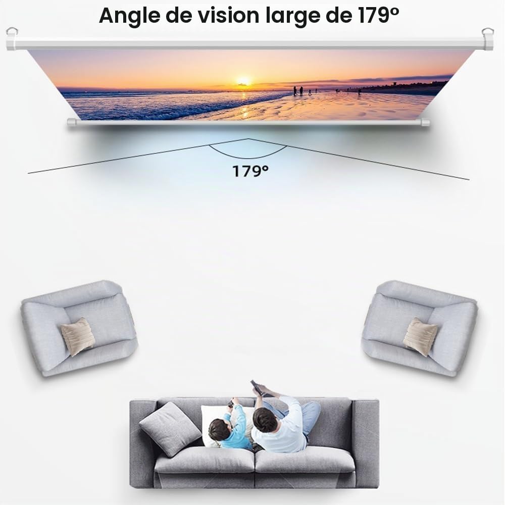 Écran de Projection motorisé 50"/60"/72", 16:9 4K, Fixation Murale, pour cinéma intérieur/extérieur (50 pouces/131 cm)