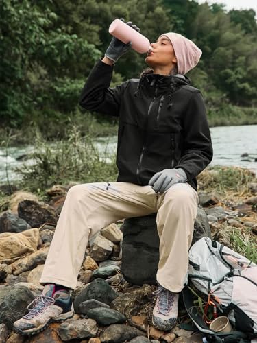 Yousify Womens Softshell Jacket with Hood Fleece Lined Waterproof Warm Hoodie Light Hooded Jacket for Outdoor Hiking4