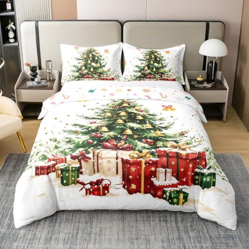 Loussiesd Weihnachten 100% Baumwolle Bettwäsche Set 155x220cm...
