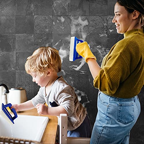 jiuzcare Pool Schwamm Bürsten Kunststoff Schwimmbad Poolbürsten Swimming Pool Brush Poolreinigung Reinigungsbürste Pool Handbürsten Set Poolreinigung Handschrubbe De Luxe mit Griff, 3 Stück [Blau]