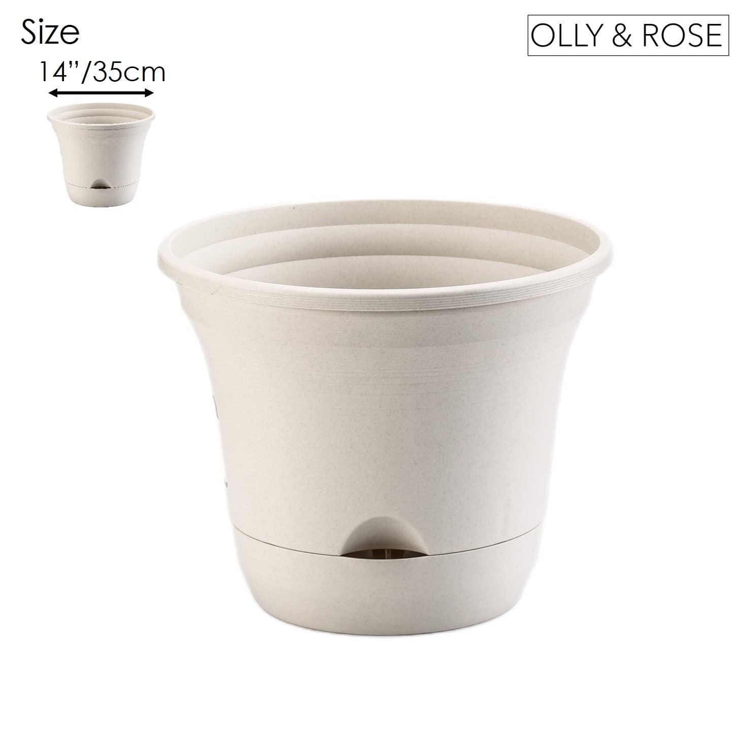 Olly & Rose Lazy Planters - Selbstbewässernder Pflanztopf Elfenbein - Großer Pflanztopf - Innen & Außen Blumentopfe Übertopf Set (2 x 35cm)
