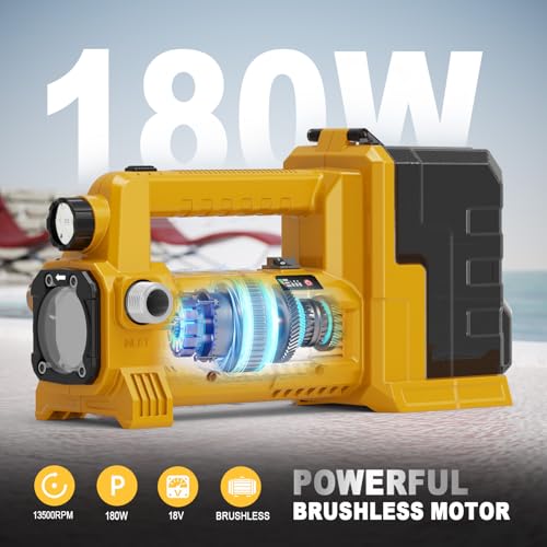 Cordless Water Transfer Pump Compatible with Dewalt 20V Max Battery, 1/4HP Brushless Motor, 540GPH Self Priming Utility Pump for Pool, Pond, Garden, Tank, 4.0Ah Battery and Charger Included