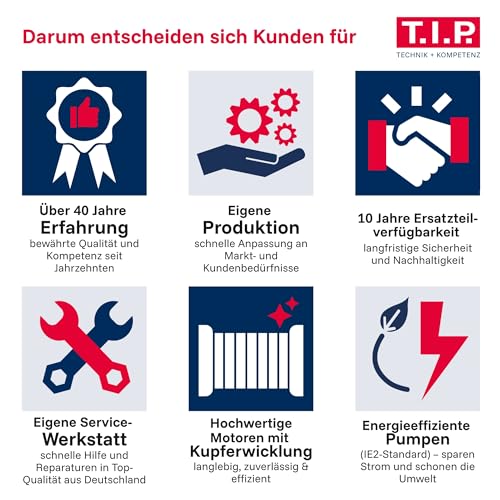 T.I.P. Hauswasserwerk HWW INOX 1300 Plus F – Edelstahl Druckkessel, 1200W, selbstansaugende...