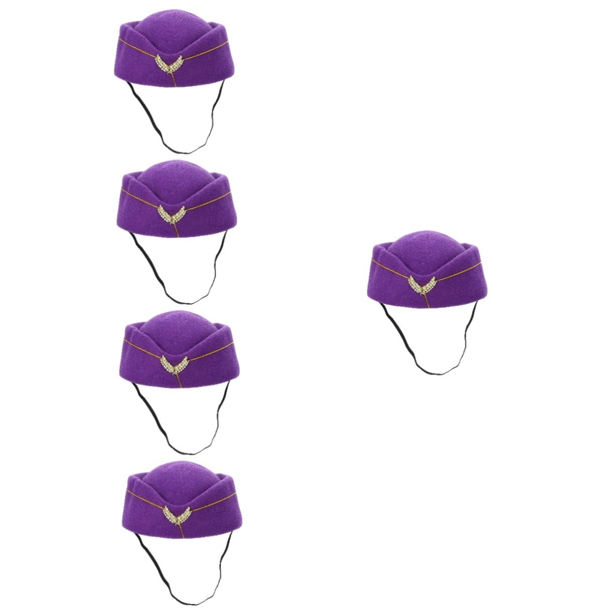 5piezas Sombrero De Azafata De Aerolínea Para Disfraces Elegante Gorra De Uniforme Cosplay Para Fiestas Eventos y Espectáculos Morado