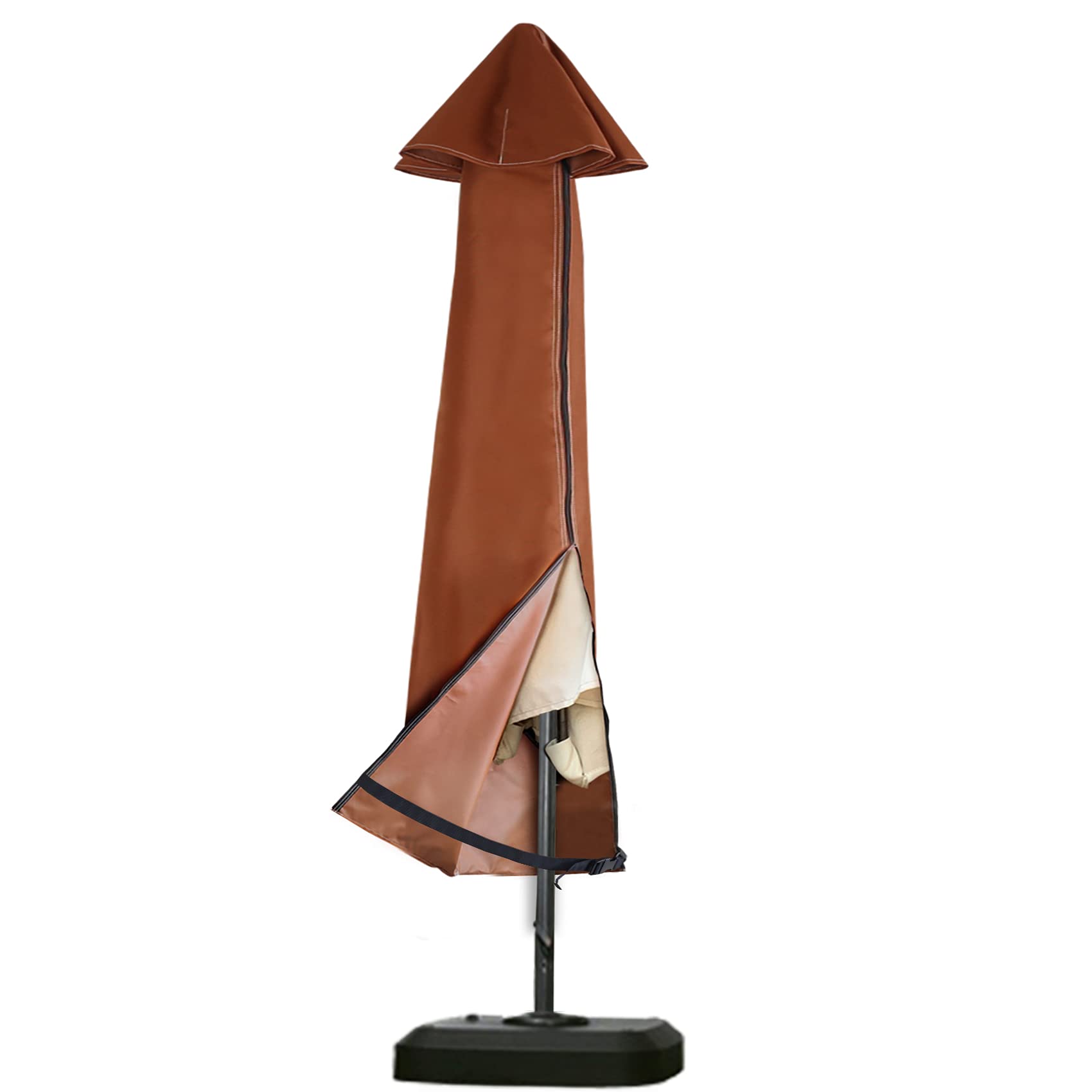 NettyPro Umbrella Cover Outdoor Patio Waterproof Market Umbrella Cover Up to 12 Feet Outdoor Umbrella, Brown
