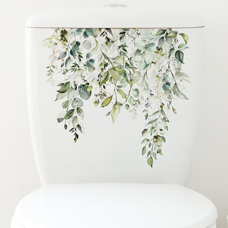 INDIAN ROYALS Green Plant Leaf Flower Design Wall Art Decoration PVC Vinyl Removable Wall Sticker, Toilet Sticker (20 CM x 30 CM) 4