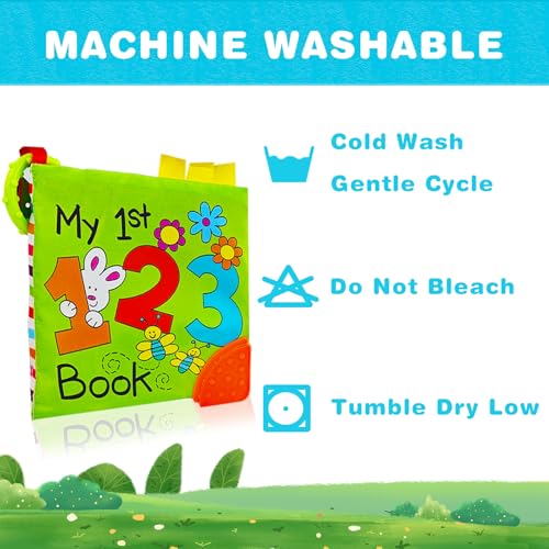 Image of 123 Book,Baby Soft Books Toys, Feel Crinkle Cloth Book for Infant Baby 0-3-6-12 Months